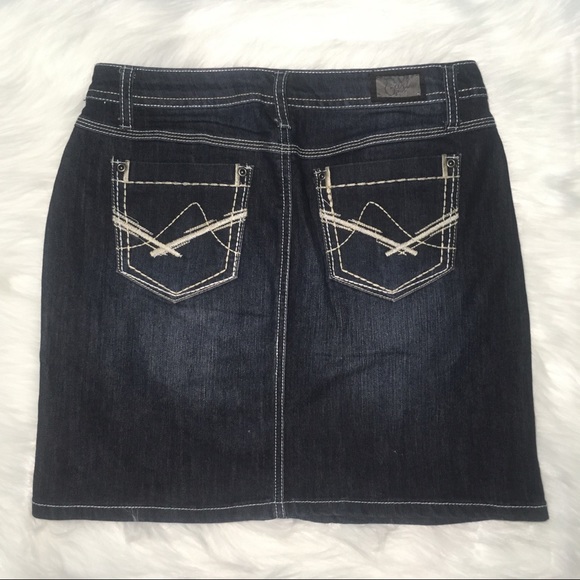 Earl Jean 2 denim jeans mini skirt darkwash VGUC - Picture 4 of 8